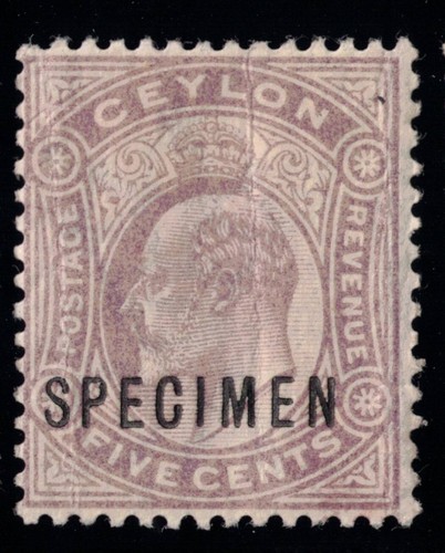 1903 Ceylon Scott 169 5c Dull Lilac Specimen Overprint KEVII