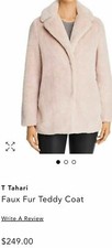 Tahari Blush Pale Pink Faux Fur Jacket Coat Sz S New