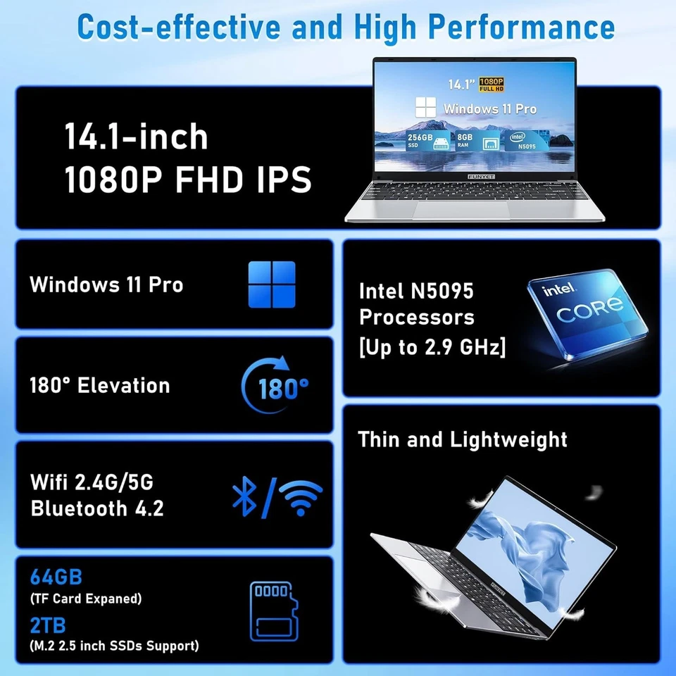 Ultra-Portable 14" Laptop, Win11 Pro, 16GB RAM 512GB SSD - Image 4 of 4
