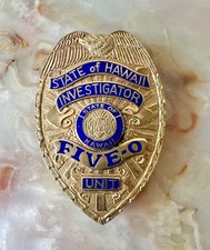 Vintage Brass State of Hawaii Investigator Five-O Unit Replica Badge