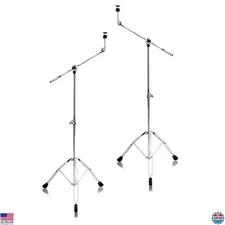 Griffin TiltPro X 2-Pack Cymbal Stands with Boom Arm – Heavy-Duty Double Braced