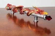 Red Dragon Wrapped Around Pewter Pole with Jewels Figurine Beautiful & Unique