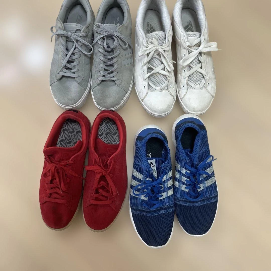 Adidas Puma Navy Bianco Rosso Maglia Sneakers Uomo US8.5 Taglia 26.5cm Usate