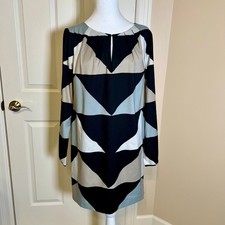 Mara Hoffman Geometric Long Sleeve Shift Dress Size Small Mod, Sophisticated