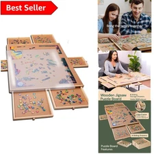 Portable 1500-Piece Wooden Puzzle Table with Drawers - Ideal for Puzzle Lovers