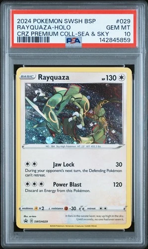 2024 POKEMON SWSH CROWN ZENITH PREMIUM COLLECTION SEA & SKY RAYQUAZA-HOLO PSA 10