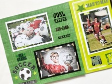 Soccer Scrapbook Layouts, Premade Soccer Pages, Ready for 4 by 6 photos