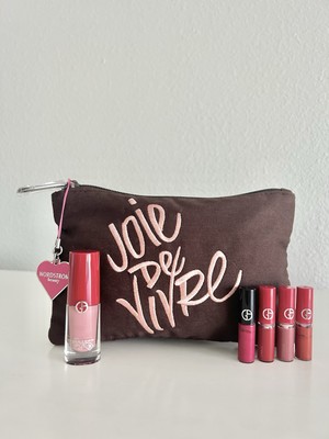Giorgio Armani Lip Magnet & Lip Maestro 5 Liquid Lipsticks & Zip Up Cosmetic Bag