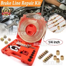 Racewill 25 ft 1/4 Copper Coated Brake Line Repair Kit Flaring Tool 20 Fittings