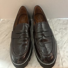 Franco Sarto Balin Lug Sole Penny Loafer in Burgundy Patent Size 8.5 Y2K Preppy