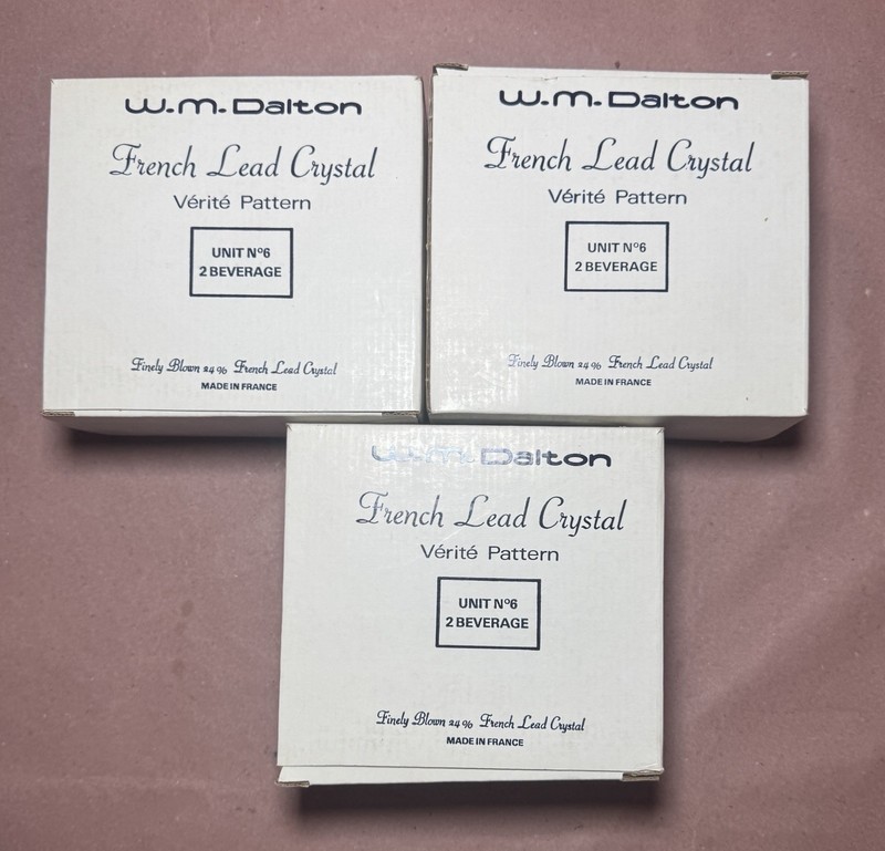 W.m. Dalton French Lead Crystal wine glasses. 3 Boxes With 2 Glasses In Each.