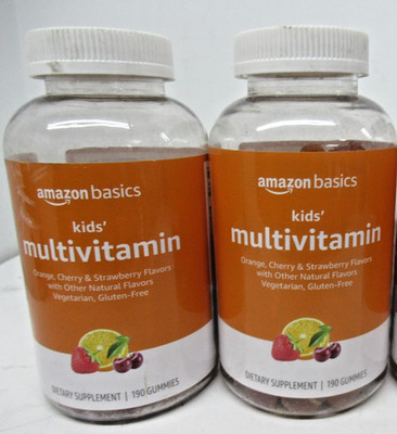 2x Amazon Basics Kids' Multivitamin, 380 Gummies , Cherry, Strawberry & Orange