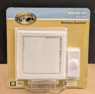 Hampton Bay Wireless Battery Operated Door Bell Kit with 1-Push Button HB-7733-0