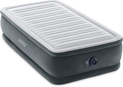 Twin Size Air Mattress, 18In Height, Built-In Pump, Dura-Beam Deluxe Comfort-Plu