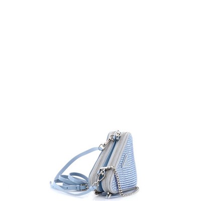 Prada Triangle Double Pouch Crossbody Crystal Embellished Satin