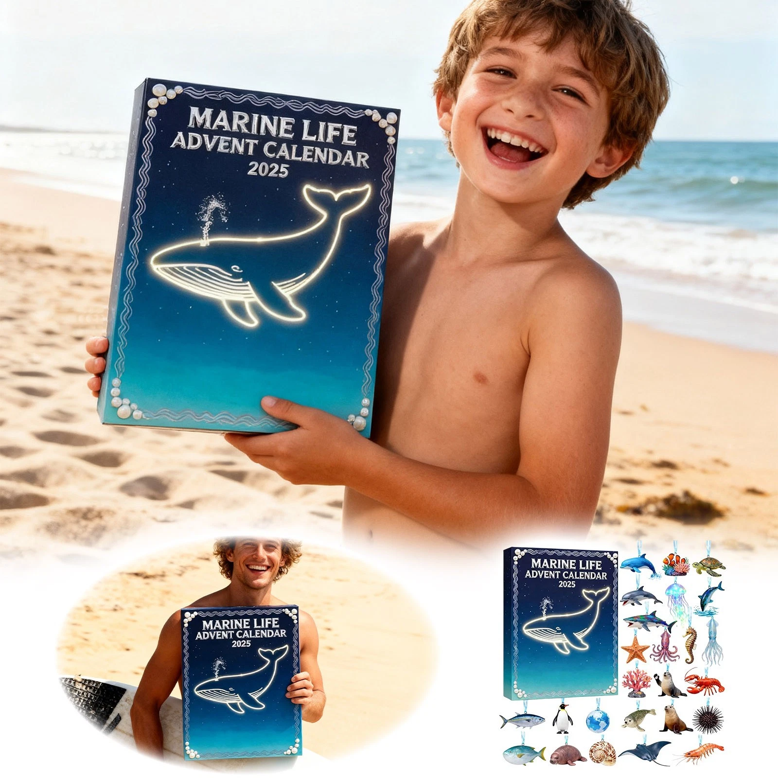 Marine Live Advent Calendar, 24 Fantasy Marine Creatures Countdown Calendar 2D Acrylic