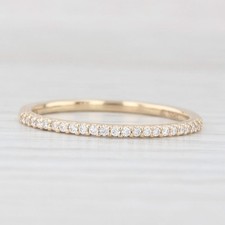 New 0.10ctw Diamond Wedding Band 14k Yellow Gold Stackable Anniversary Ring 6.5