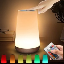 LED Nachttischlampe Nachtlicht Touch Dimmbar USB Akku RGB Atmosphäre Tischlampe 