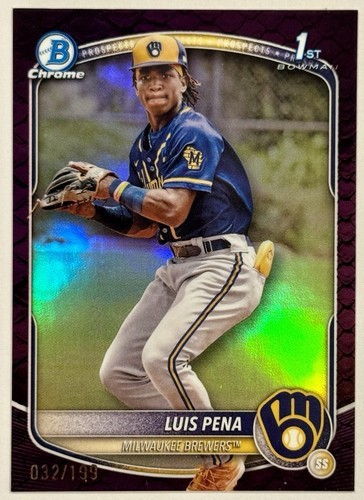 2025 Bowman Chrome Luis Pena 1st Fuchsia Reptilian Refractor #32/199 BCP-38