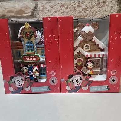 Disney Christmas Village Lot 2 Coffee Shop-Ginger Bread House NEW Box Aldi
