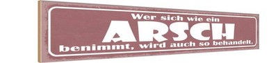 Holzschild 10x46 cm wer sich wie Arsch benimmt wird Spruch Zitat Deko Geschenk H