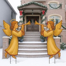 2 Pack Christmas Yard Stakes Metal 3D Boy and Girl Sign...