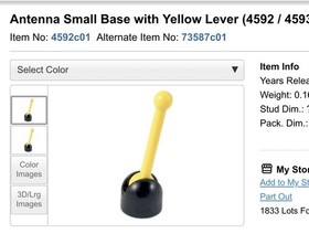 Lego 4592c01 Antenna Small Base Yellow Lever (4592 / 4593) 6987 Blacktron - 5x