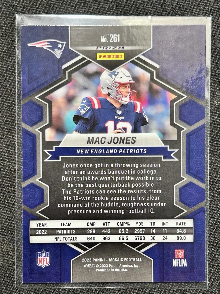 2023 Panini Mosaic Mac Jones Genesis National Pride Case Hit SP #261 Patriots - Image 2 of 2