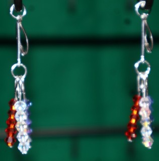 Handmade Pierced Drop Earrings 30 Red/White/Blue USA 250th ANNIVERSARY PJR48