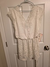 VTG Barbizon Boutique Juliet Nightie Short Nightgown White Lace Floral L RARE