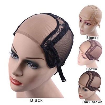 YANTAISIYU 4X4 Inch U Part Swiss Lace Wig Cap for Making Wigs S(52cm), Black 