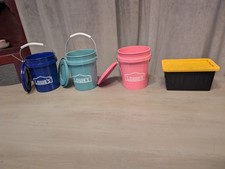 Lowe s Pink, Blue & Teal Mini Bucket w/ Lids ...