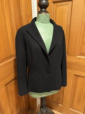 Talbots Women s 12P Blazer Jacket Wool Blend Single Button Black Short Pockets