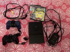 Sony PlayStation 2 Slim Black 2 Controllers 1 Memory Card 2 Games Bundle