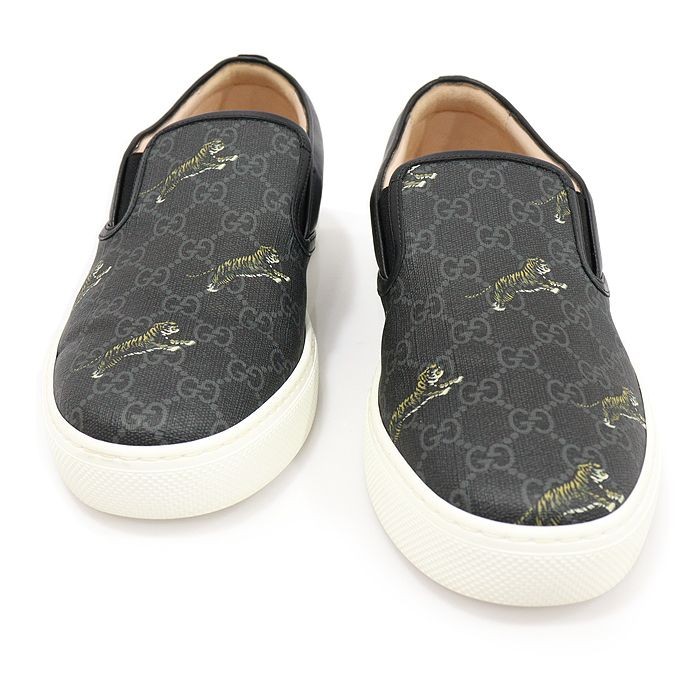Gucci 407362 GG Supreme Canvas Tiger Print Men's Slip-On