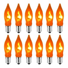 Flickering Flame Light Bulbs, 12 Pack C7 Orange