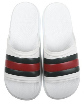 GUCCI MEN’S WHITE RUBBER WEB LOGO BEACH POOL SLIDES SANDALS SHOES 13/US 13.5 NEW GUCCI MENS WHITE RUBBER WEB LOGO BEACH POOL SLIDES  main image 2