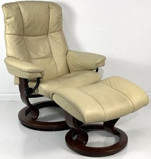 Ekornes Stressless Medium MAYFAIR "Kitt" Leather Swivel Recliner Chair  Ottoman