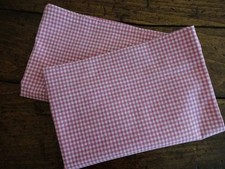 POTTERY BARN KIDS Deep PINK White GINGHAM Check COTTON VALANCES 2PC Set