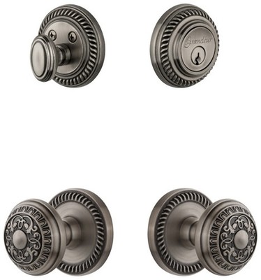 Grandeur NEWWIN_SP_ESET_234 Newport Solid Brass Single Cylinder - Grey