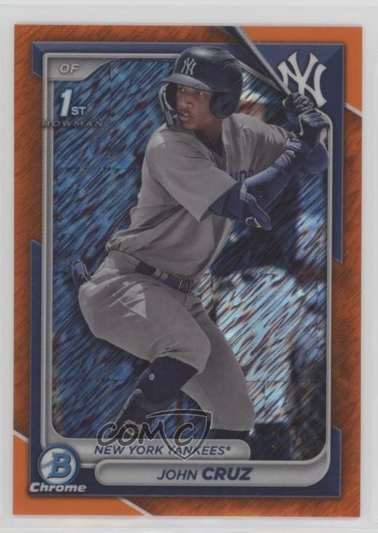 2024 Bowman Chrome Prospects Orange Shimmer Refractor /25 John Cruz #BCP-77 1f5h