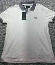 Rodd Gunn White Polo Shirt Sports Fit Australian Cotton Size L Contrast Collar