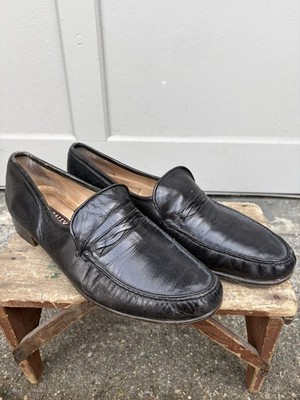 Vintage Bally Black Leather Loafers Men s Size 10.5 M  Made in Italy 