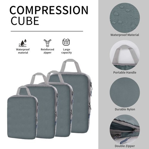 5Pcs Compression Packing Cubes Expandable Storage Travel Luggage Bags Organizer - Picture 34 of 41