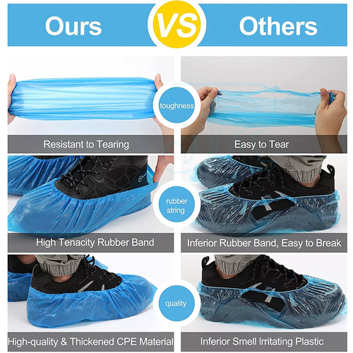 100Pcs Disposable Plastic Over Shoes Waterproof Shoe Covers Carpet Protector - Picture 9 of 10
