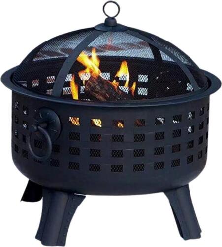 Instow 26" Round Fire Pit Bowl Spark Guard Lid Outdoor Patio Garden Heater BBQ - Picture 1 of 2