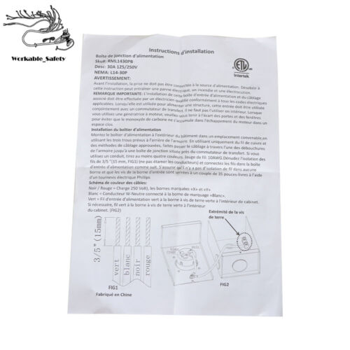30 AMP L14-30P Generator Einlassbox Stromeinlassbox ETL aufgeführt 4 Zinken - Bild 8 von 12