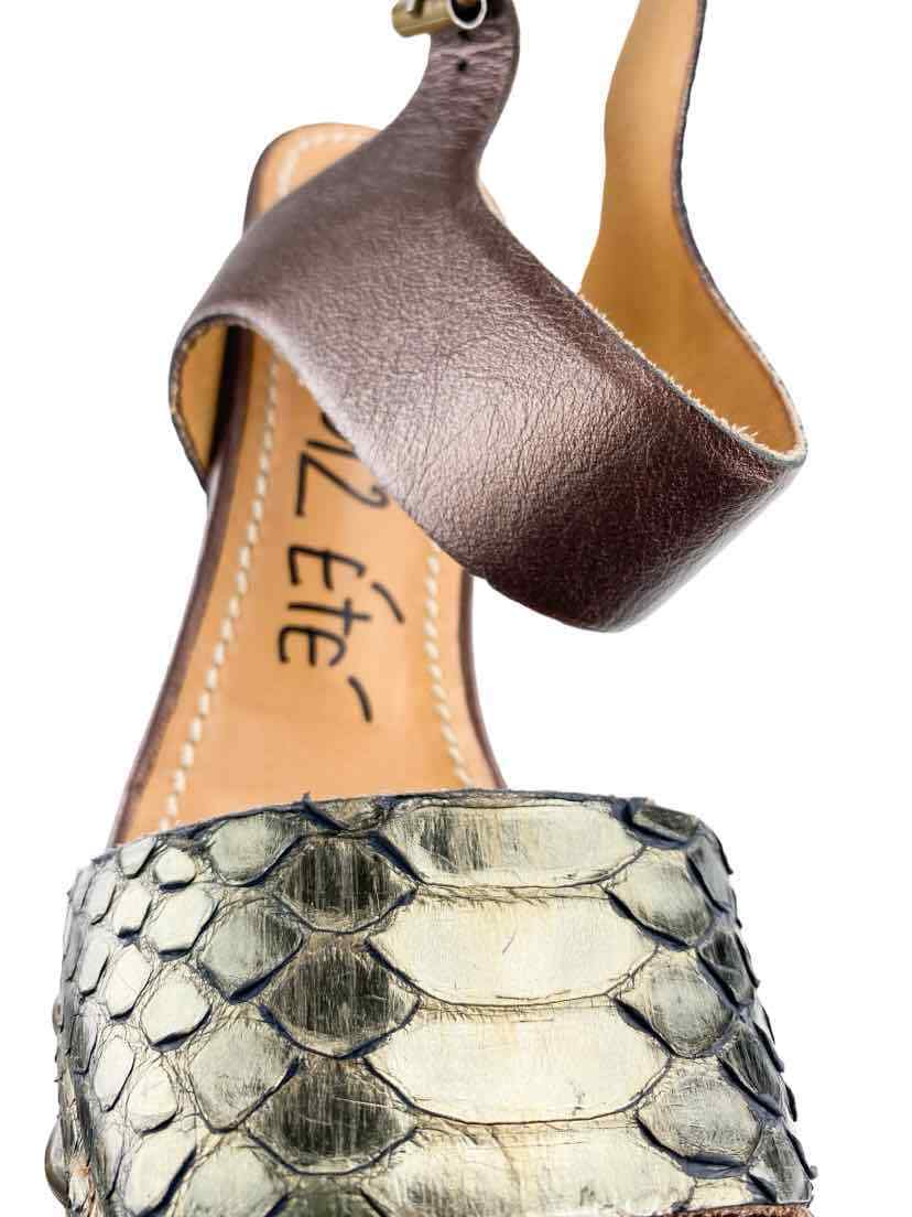 Lanvin 2012 Ete Women's Python Leather Wedges Bro… - image 8