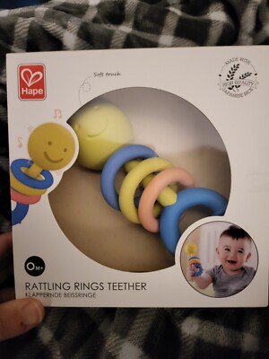 Hape Rattling Rings Teether | Movable Teething & Rattle Shake Toy for ...