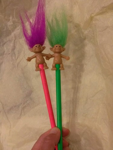 Matite Trolls vintage buona fortuna con capelli viola e verdi - BAMBOLE TROLL RUSS - Foto 22 di 22